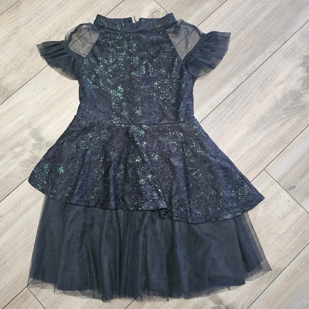 Wicked Paul Tazewell Girls Costume Dress Black Green Glitter Size L 10-12
